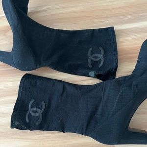 Chanel short black mesh boots size 41